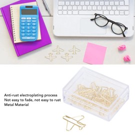 Airplane Shaped Paper Clips, 100Pcs Mini Cute Paperclips Portable Electroplated Metal Office Clips for Document Sorting and Organizing Office School Home Desk