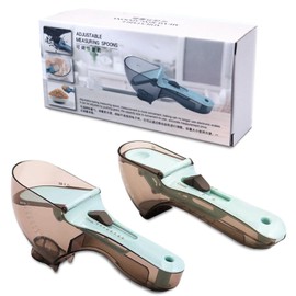 Measuring Spoons, Messlöffel Messlöffel gramm, Verstellbarer Messbecher und Messlöffel, mit Messskala, 2-teiliges Küchenbackmessgerät, geeignet für trockene und flüssige Zutaten, Kochen und Backen