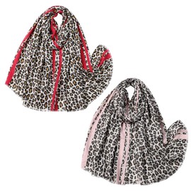 CQQNIU 2 Pieces Of Leopard Print Silk Scarf, Vintage Ribbon, Rectangular Ribbon, Warm Ribbon, Fashionable Shawl, Lightweight Scarf