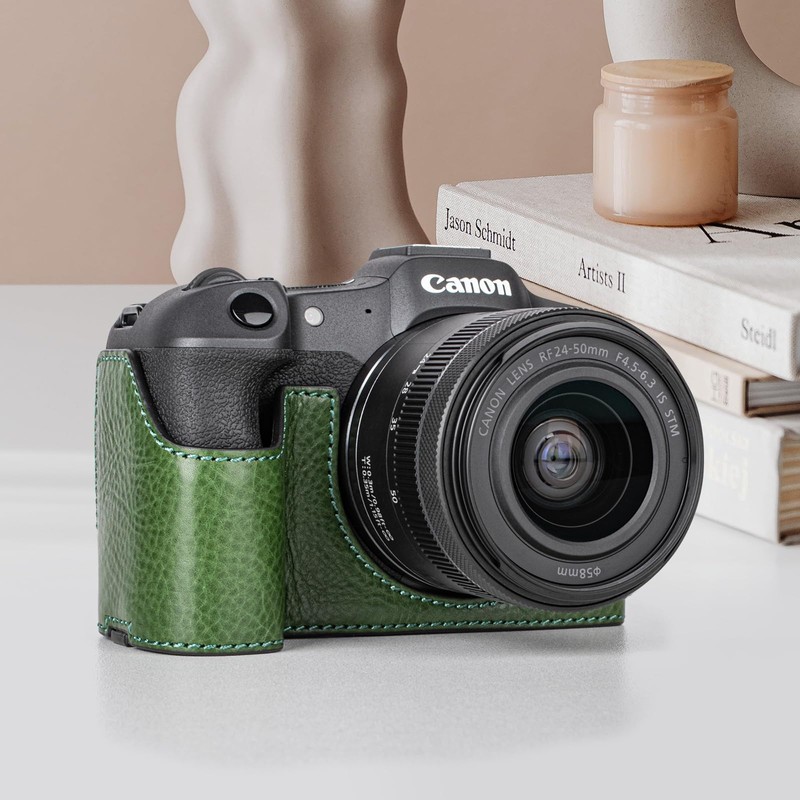 MUZIRI KINOKOO Canon EOS R8 Case, Retro Style Genuine Leather