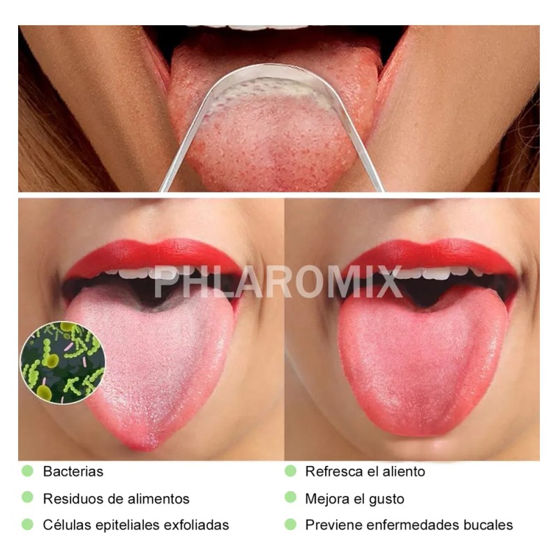 2pz Cepillo Limpiador Lengua Acero Inoxidable Oral Raspador