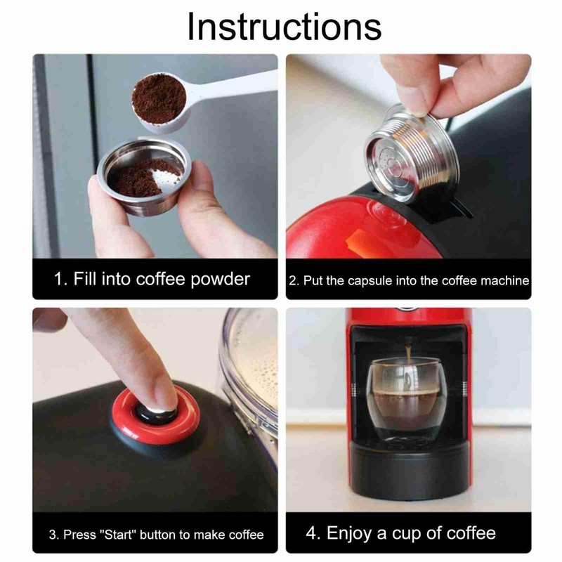 Refillable Coffee Capsule Set, Reusable Capsule with Spoon and Brush