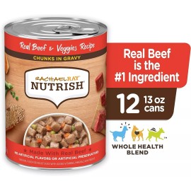 Rachael Ray Nutrish Rachael Ray Chunks in Gravy Wet Dog Food, Real Beef & Veggies Recipe, 13