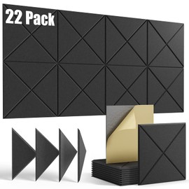 22 pack Acoustic Panels Self-Adhesive, 12"X 12"X 0.4"Sound Proof Foam Panels,Soundproof Wall Panels High Density, Acoustic Panels Sound Absorbing for Wall Decoration and Acoustic Treatment-black