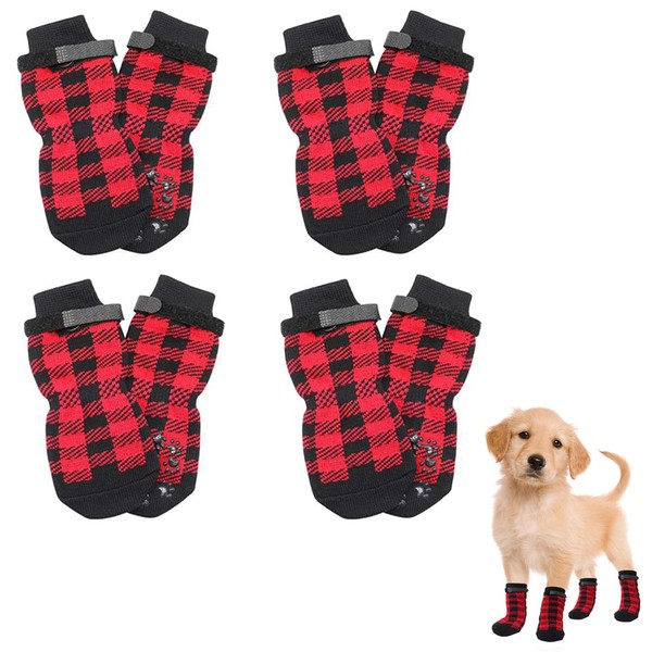 LONGHAO Pack of 4 Socks for Dogs, Paw Protection, Dog