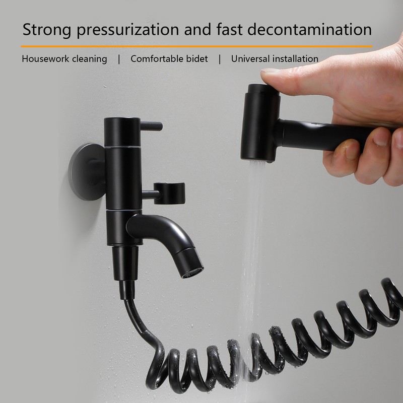 G1/2 Bidet Sprayer Handheld Black Alloy Toilet High Pressure Sprayer