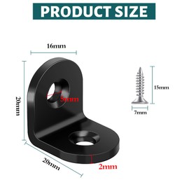 Yeepeo 20 Pcs Corner Bracket 20 × 20mm, Black Right Angle Bracket 90 Degree Carbon Steel L Bracket Corner Brace with 40 Screws Small Brackets L Shaped bracket for Wood Furniture Fixation