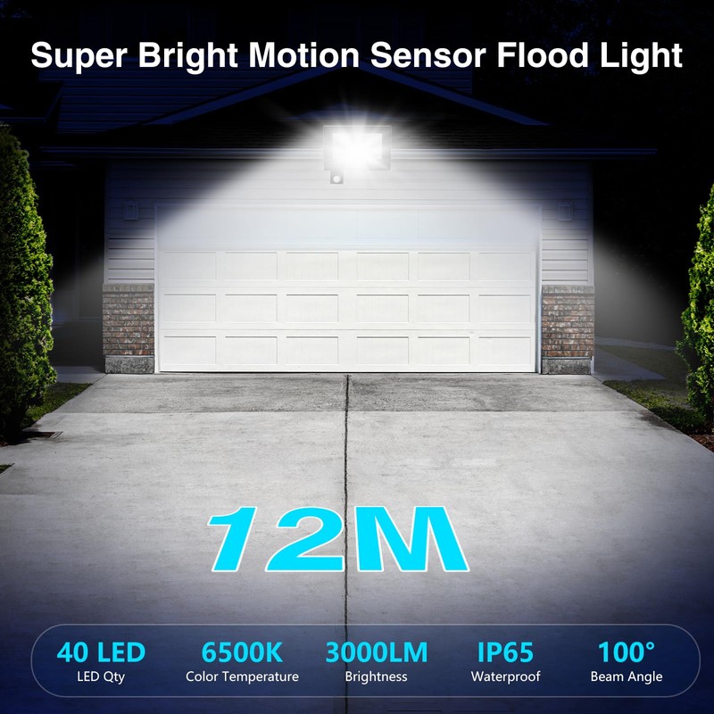 Realky 30 W LED Spotlight with Motion Sensor, 3000 LM
