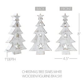 VHC Brands Christmas Tree w/Stars White Wooden Figurine 8x4.5x1
