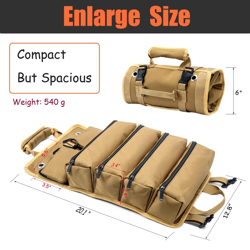 Fsiomo Tool Roll, Heavy Duty Tools Organizer, roll up tool