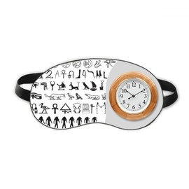 Egypt Hieroglyphs Fresco Illustration Pattern Sleep Eye Head Clock Travel Shade Cover