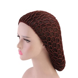 SHTGOI Pack of 2 Hair Nets Mesh Crochet Hair Nets Crochet Hair Wrap Sleeping Cap Long Net Shape Sleep Hat Night Sleep Hat with Elastic Band Hair Care Net for Women and Girls Coffee
