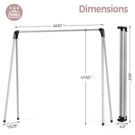 TOOLF TOOLF Clothes Drying Rack Foldable, Laundry Drying Rack Stainless Steel, Portable Clothes Rack, Drying Rack for Clothing, Indoor Outdoor, Free-Standing, Large Capacity
