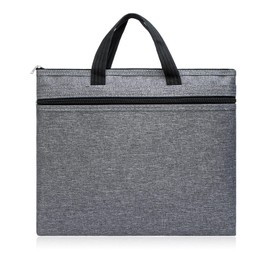 Cosysparks A4 File Bag with Handle, Lightweight Zipper Pouch with 2 Pockets Waterproof Oxford A4 Folder Bag Meeting Office File Bag School Stationary File Organizer for Men and Women (Grey)