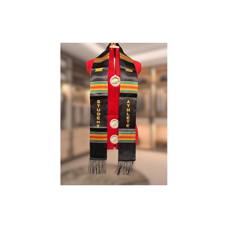 Generic Student Athlete Sublimated Kente Cloth Graduation Stole - Vibrant