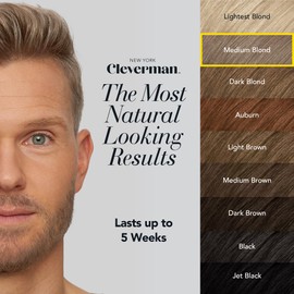 Cleverman Medium Blond All-in-One Reusable Kit for Men's Natural-Looking Gray Coverage - Professional-Quality Hair, Beard & Mustache Color, Ammonia-Free