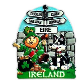 LILAJ Ireland Fridge Magnets (Set of 5) Hand-Painted Irish Souvenir Resin Magnets - Leprechaun, Shamrock leaf clover, Sheep, Pot of Gold, Ha’penny Bridge, Dublin Castle St. Patrick Decorative Gifts