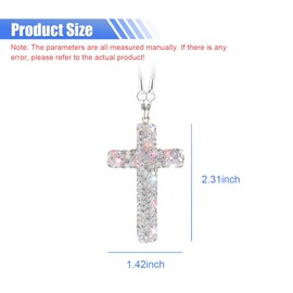 ZIMISI Bling Cross Car Hanging Ornament, Crystal Rhinestone Car Rearview Mirror Pendant for Women, Diamond Rear View Mirror Charm Present, Universal Vehicle Interior Decoration Accessory (White)
