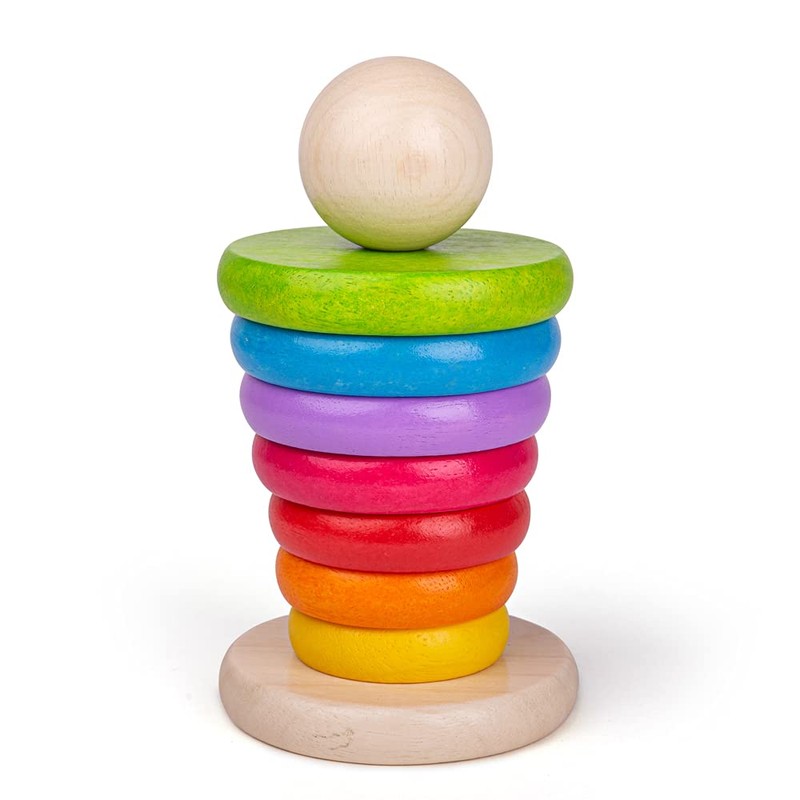 Bigjigs Toys My First Wooden Rainbow Stacker - Stacking Rings