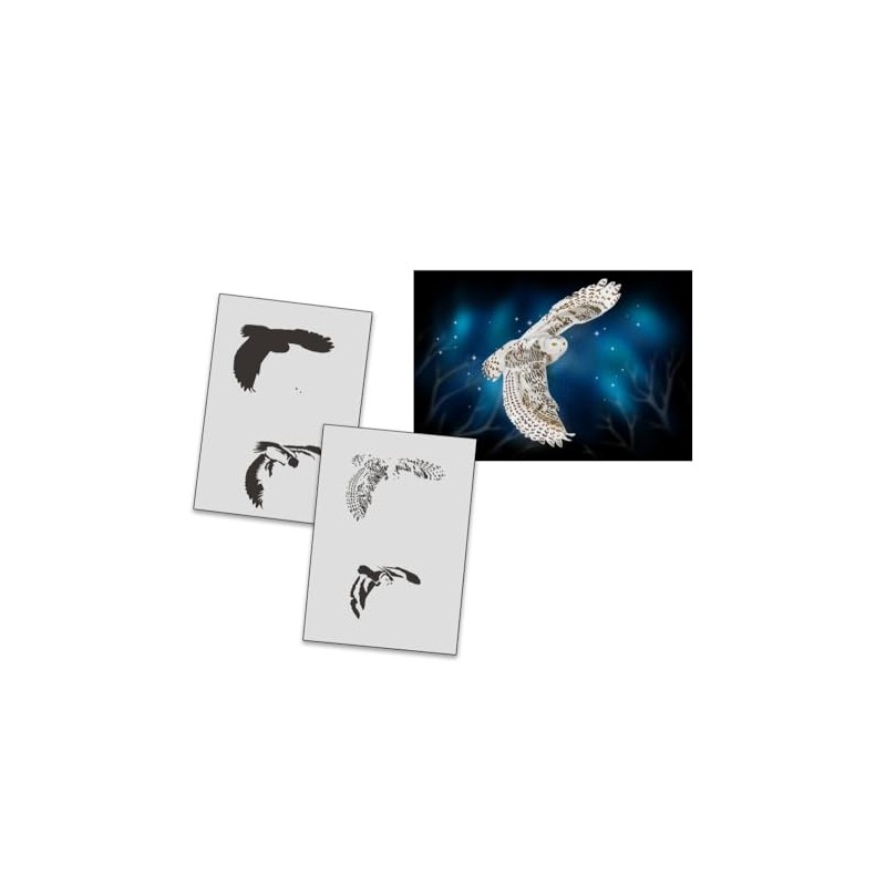 AS-290 Eule Step by Step Airbrushschablone Größe M