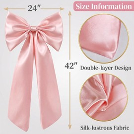 Coquette Large Satin Bow, 24 x 42 Inches, Giant Pink Bow Ribbon Tie(Pink)