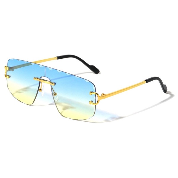 Dweebzilla Classic One Piece Shield Aviator Sunglasses Floating Lenses (Gold