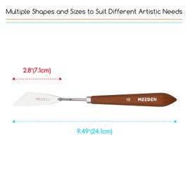 MEEDEN Artist Paint Palette Knife: 9.49" Flexible Stainless Steel Art Spatula Knife with Wooden Handle - Art Supplies for Oil Acrylic Gesso Canvas Painting, #15