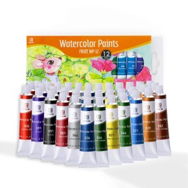 ESENG® Premium Watercolour Paints, Fruit WP-12, 12 Tubes x 12 ml, for Beginners, Amateurs, Professionals and Artists
