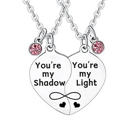 2Pcs Necklace For Couples Best Friends Bestie Love Gifts Birthday Gift Girlfriend Boyfriend Gifts Valentine’s Day Gift Christmas Gifts You’re My Shadow You’re My Light (You're my shadow/light)