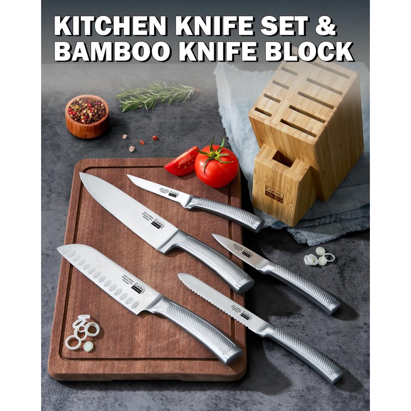 Cooks Standard Kitchen Knife Set with Block 6-Piece, Stainless Steel