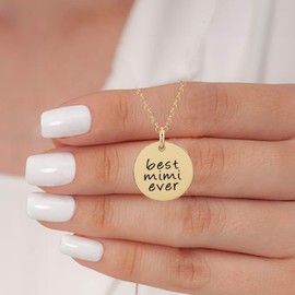 Love Georgie Best Mimi Ever Necklace, Mother's Day Gift for Mimi, Birthday Present for Mimi, Mimi Jewelry, Available in Silver, Gold, and Rose Gold (Gold)