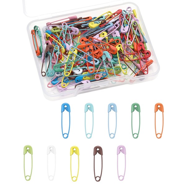 Grevosea Pack of 120 Colourful Safety Pins 19 mm Small Metal Rust Resistant Quilting Pins Safety Pins 19 mm Small Safety Pins for Knitting Crafts DIY Sewing Clothing Brooch Accessories