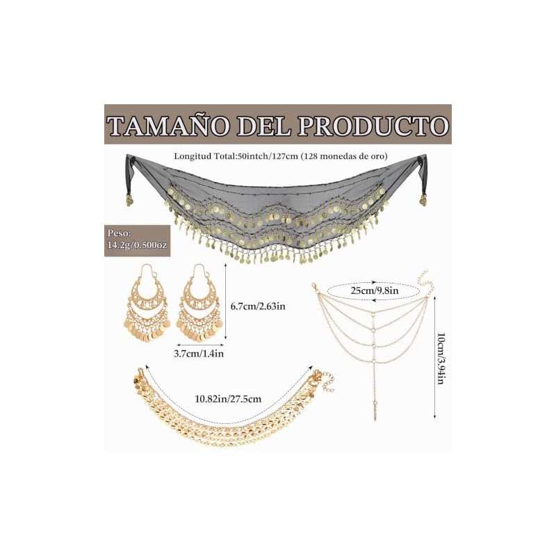 Sureio - 4 accesorios de disfraz gitana, accesorios de danza