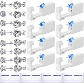 Novopiercing 24 Pcs Ear Piercing Kit: Disposable Ear Piercing Gun Kit with 8 Guns, 8 Pcs Earrings Stud, 8 Pcs Cleaning Pads