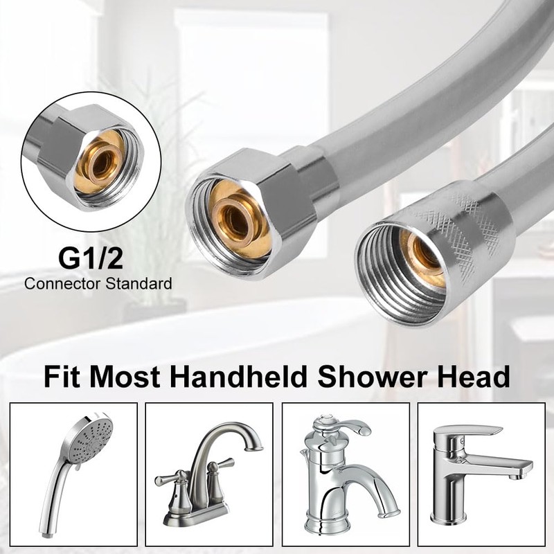 OSDUE Shower Hose, 1.5m PVC Universal Shower Pipe Anti-Kink, Standard