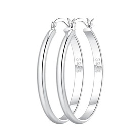 RANKEEF Silver Hoop Earrings For Women Big Silver Hoops Large Sterling Silver Hoop Earrings For Women Lightweight 925 Sterling Silver Post