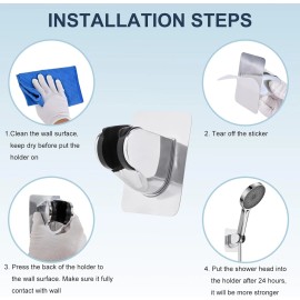 Peirnum Shower Head Holder, Strong Adhesive and Waterproof Holder Silver