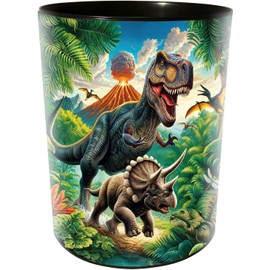 goldbuch 82 157 Papierkorb Vulkan, Mülleimer Dino, Abfalleimer Ø 25 cm, Höhe 30 cm, Behälter 12 Liter Fassungsvermögen, Papierbehälter für Kinder Motiv Dinosaurier, Müllbehälter bunt