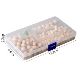 nuosen 220 Pcs Natural Wooden Beads, Round Wooden Beads with Box for DIY Jewellery Craft Making