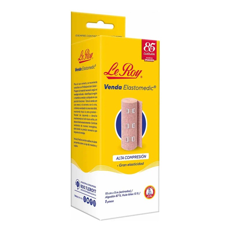 Venda Elastomedic Alta Compresión Roy 15cm Pieza
