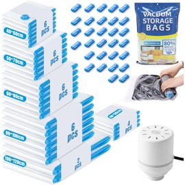 bolsas de almacenamiento de vacío,bolsas al vacio ropa viaje,vacuum storage bags con Bomba Eléctrica,bolsas del compresión para viajes de Portátil,ideal para viaje y Organización del hogar. (30 PCS)