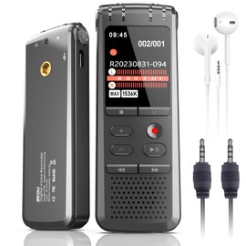 128GB Digital Voice Recorder With Playback, 9248 Hours Recording Capacity, 4/1 Interface, Audio Recorder Recording Device With 2 Microphone, Voice Activated, Clip-on Mic Dictaphone For Meeting,Lecture