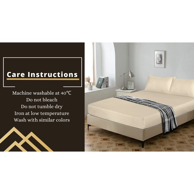 Cream Fitted Sheet King Size - 25cm Deep Pocket -