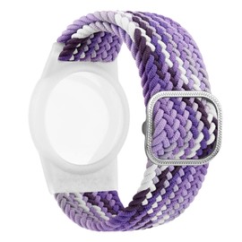 Vancle Air Tag Bracelet for Kids, Nylon Stretch Braided Air Tag Wristband for Apple Air Tag, Adjustable Anti Lost Wristband for Toddler Baby, Boys, and Girls, Elders (Colorful Purple)