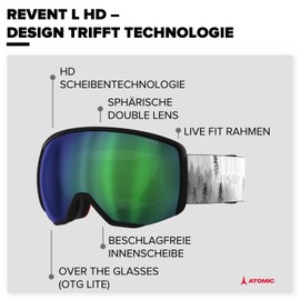 ATOMIC REVENT L HD Ski Goggles - Maverick - Ski Goggles with Contrasting Colours - High Quality Mirrored Snowboard Goggles - Goggles with Live Fit Frame - Ski Goggles with Double Lens