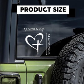 QZTYTY Love Cross Sticker Decal, Car Stickers and Decals, Decal Vinyl Sticker, Universal Car Accessories Exterior Decoration Cross Stickers Christian Compatible with Notebook, Car, Window (White)
