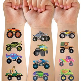 Ozepao Monster Trucks Temporary Tattoo for Kids, 10 Sheets Monster Truck Fake Tattoos for Boys Party Favors, Goodie Bags Stuffers, Brithday Supplies Decorations