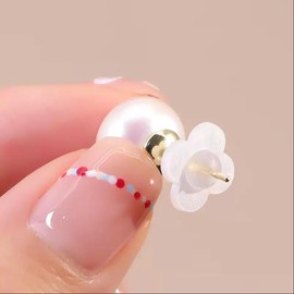 Comfortable Earring Backs Support for Droopy Ears, Hypoallergenic Rubber Lifter, Plastic Locking Backstop, Heavy Stud Support, 8 Pieces, Prevents Stretching and Tearing