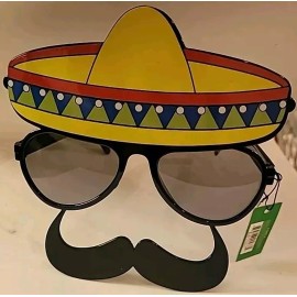 lets party Fun Party Glasses Birthday Celebration 5 De Mayo Summer Mexico Hat Mustache Mari