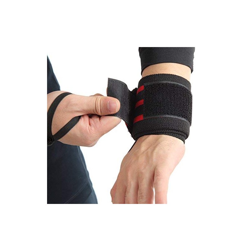 Schiek Wrist Wrap, 24 Inches, Free Weight Training Use, red